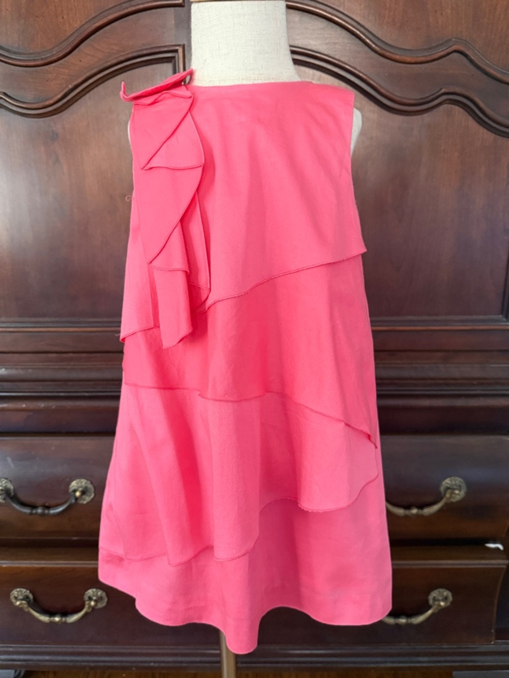 Jacadi Pink Ruffle Dress Girls Size 5A Party Occasion Dress